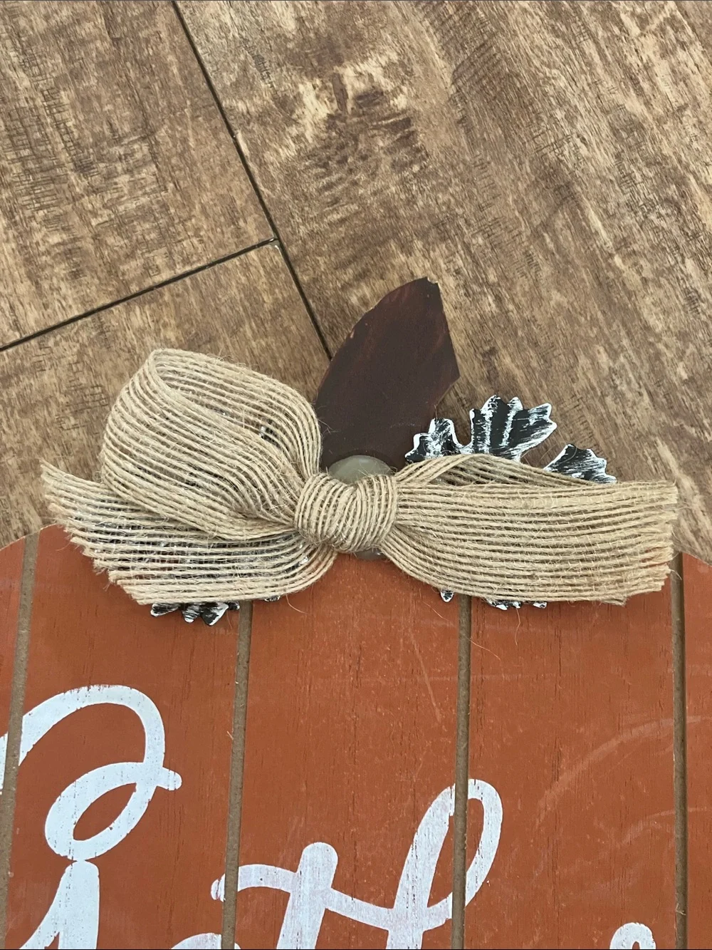 Gather Pumpkin Wall Decor in Orange with Metal Accent